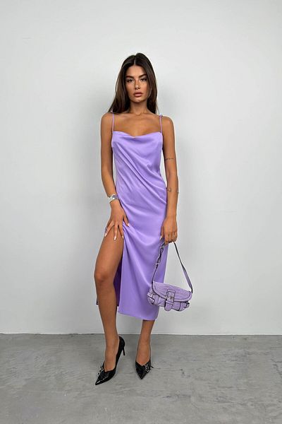 Black Fashion Λιλά λουστρίνι τσάντα - με λεπτομέρεια ζώνης