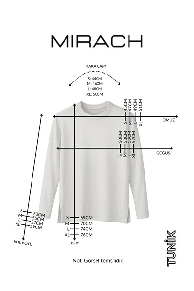 mirach Sapphire Color Cotton Combed Cotton Tunic Blouse |   Long Sleeve Comfortable T-Shirt Stylish Top with Bandana Gift