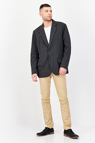 Esprit Men Regular Fit Textured Semi-Formal Blazer, Dark Grey