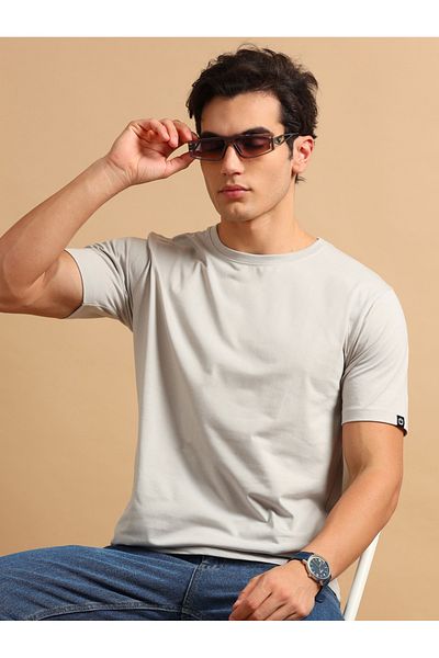 Bushirt By Styli Solid Round Neck Short Sleeve T-Shirt