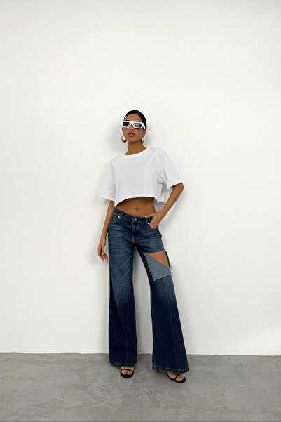 Black Fashion Испански сини дънки с кантове отстрани на крака