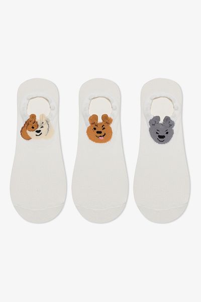 Penti 3 Pairs Cotton Dog Pattern Sneaker Socks