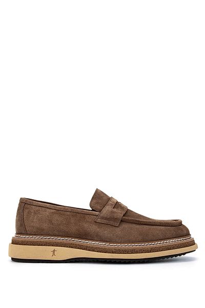 Tamer Tanca Men's Genuine Leather Tobacco Suede Loafers
