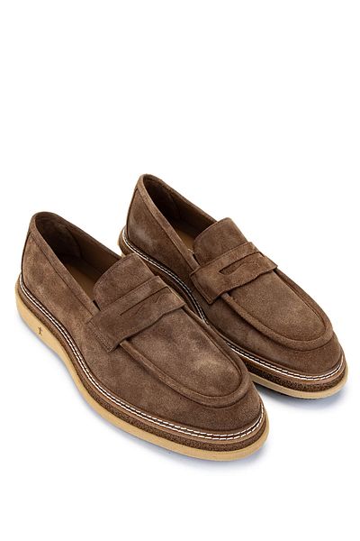 Tamer Tanca Men's Genuine Leather Tobacco Suede Loafers