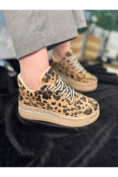 Nstil Pantofi de damă cu toc gros, cu model de leopard, cu vârf oval, F70