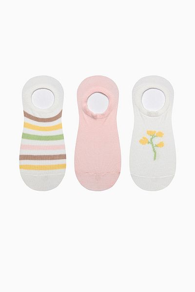 Penti Floral Line Rosa Weiß 3 Stück Sneaker Socken