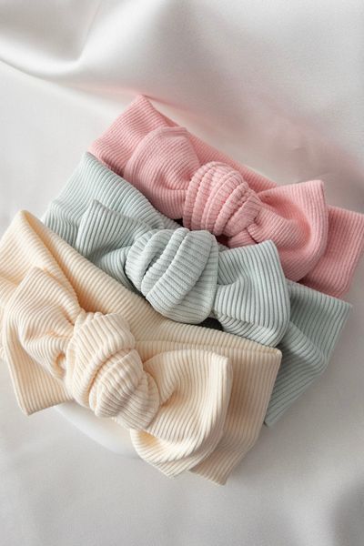 Karflake Handmade Bow Tied Soft Structured Set of 3 Baby Girl Headband Crown