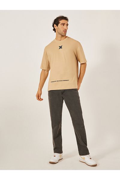 Styli Minimal Graphic Print Oversized Pure Cotton T-Shirt