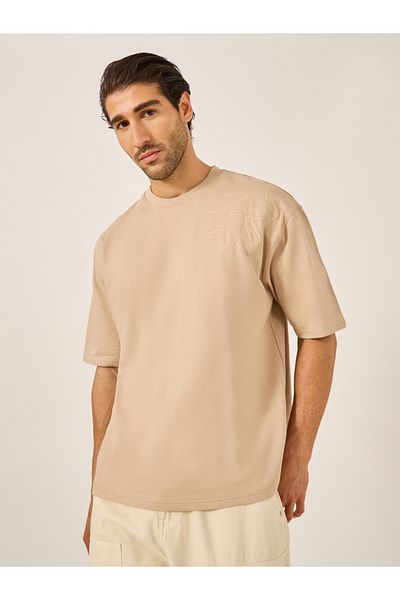 Styli Contrast Embroidered Detail Terry Oversized T-Shirt