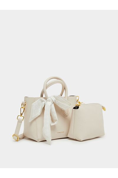 Styli Printed Scarf Detail Shoulder Bag with Pouch