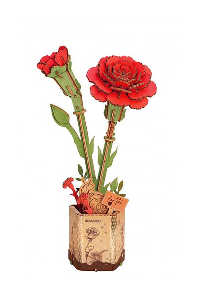 ? The Crowood Press Ltd 3D Puzzle, Red Carnation, Rowood, wood, 124 pieces