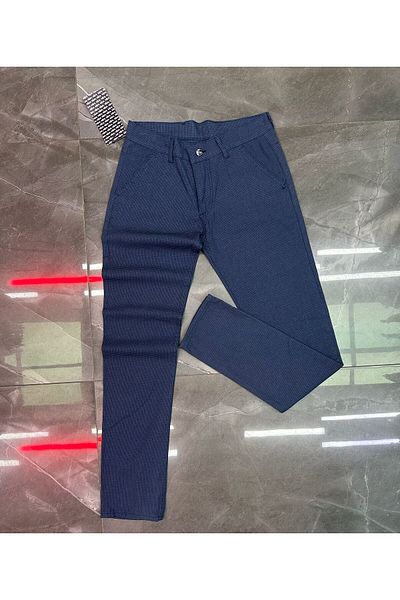 WKM Men's Summer Slim Fit Cut Lycra Ankle Length Plaid Fabric Trousers