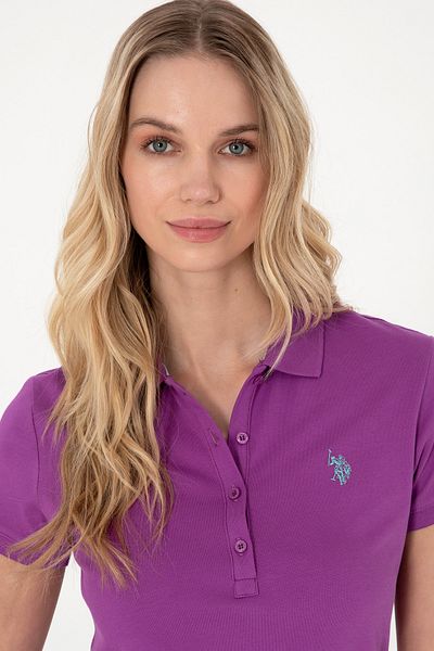 U.S. Polo Assn. Tricou de bază violet pentru bărbați cu gât polo 50300830-VR037