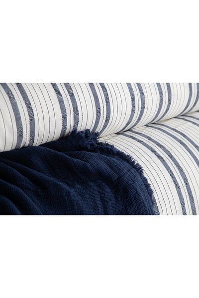 Dantela Linea Striped Duvet Cover & Pike Set - Navy Blue