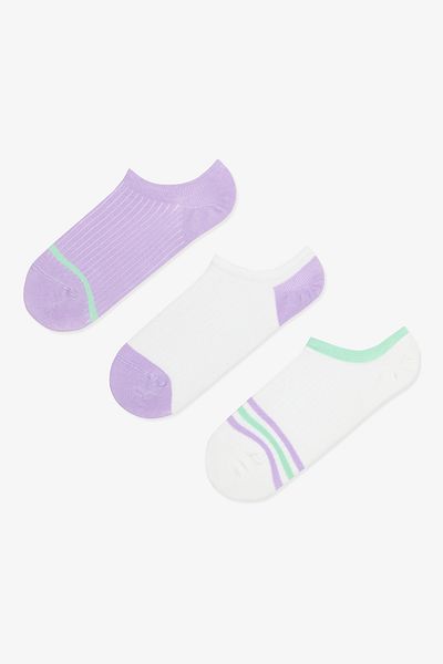 Penti Lila gestreifte 3er-Pack Sneaker-Socken