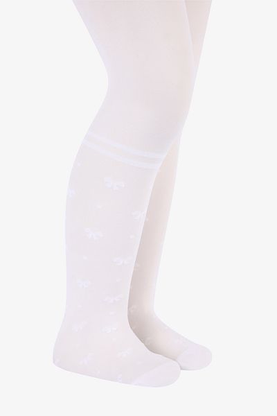 Penti Pretty Bowtie Stripe White Pantyhose
