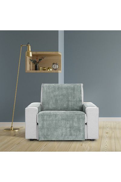 EYSA CONFECTIONES Velvet armchair cover, practical, Turin, C6 Grey