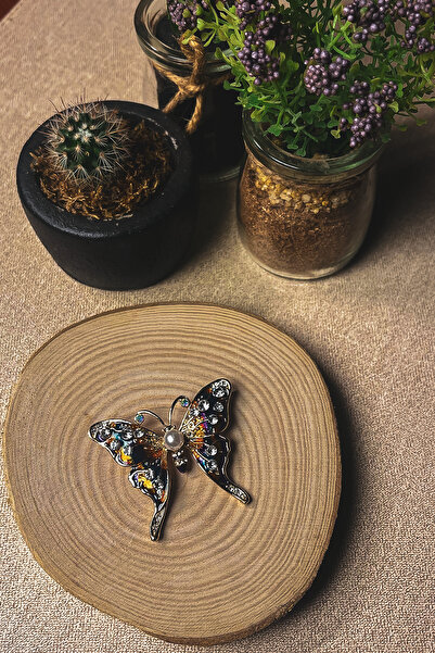 İZEV VAKFI Çok renkli Kelebek Broş