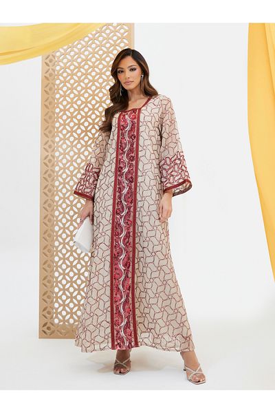 Styli All-Over Embroidered Sequined Jalabyia