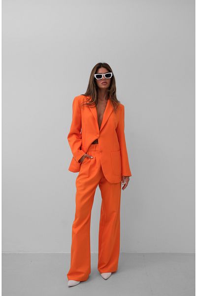 Black Fashion Set jachetă și pantaloni cu talie portocalie