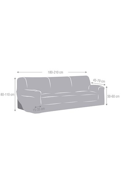 EYSA CONFECTIONES Elastic 3-seater jacquard sofa cover, 180-210cm, Iria, C/11 Dark beige