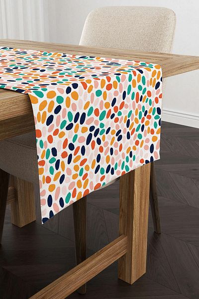 Cango Home Orange Green Tropical Geometric Patterned Digital Printed Runner Cgh1046-rn