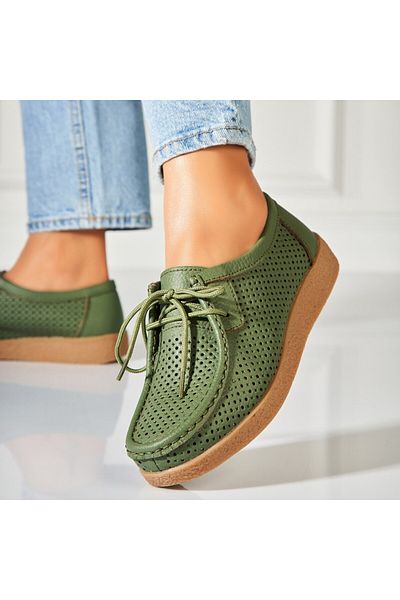 Joana Women's Loafers Natural Leather Green Jyana