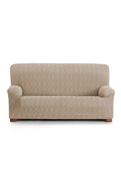 EYSA CONFECTIONES Elastic 3-seater jacquard sofa cover, 180-210cm, Iria, C/11 Dark beige