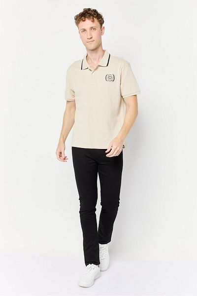 PAUL FRANK Men Regular Fit Graphic Print Short Sleeves Polo Shirt , Beige