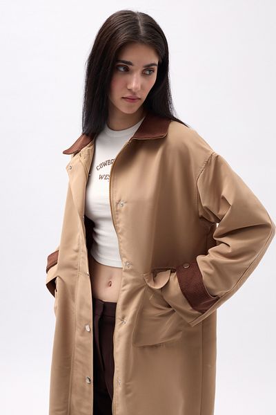 Black Fashion Trenci maro supradimensionat cu detaliu guler