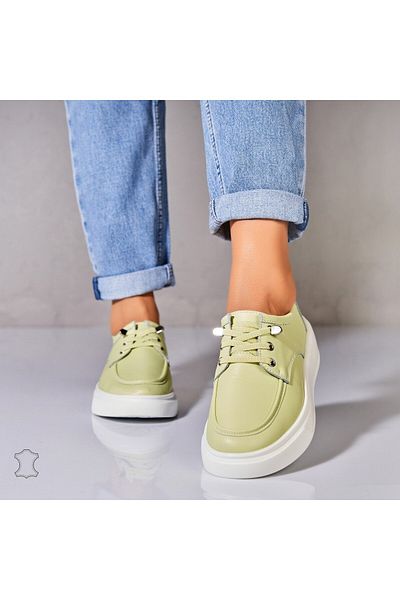 Joana Women's Loafers Natural Leather Green Kensei