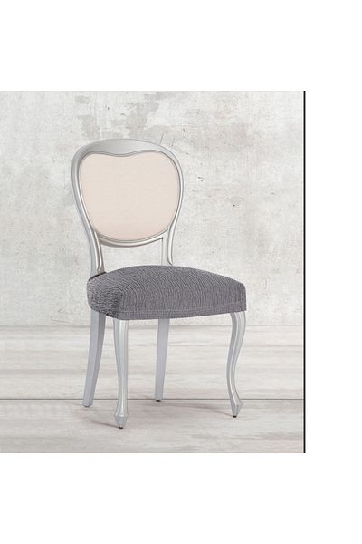 EYSA CONFECTIONES Set of 2 elastic chair covers (seat), Troya, C/6 Grey