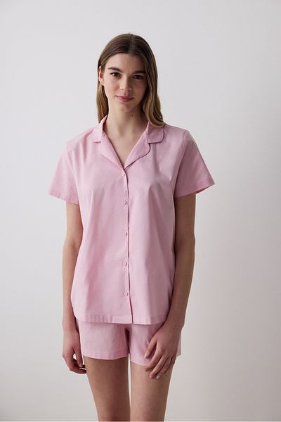 Penti Travel Solid Shirt Shorts Lilac Pajama Set