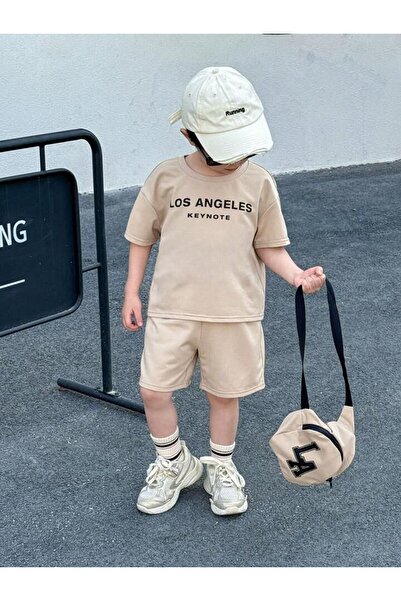 BYMEER Dečiji Keynot Štampano bež unisex gornji i donji set