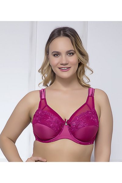 MOONLİGHT Women's Burgundy Lace Gathering Bra MML2125