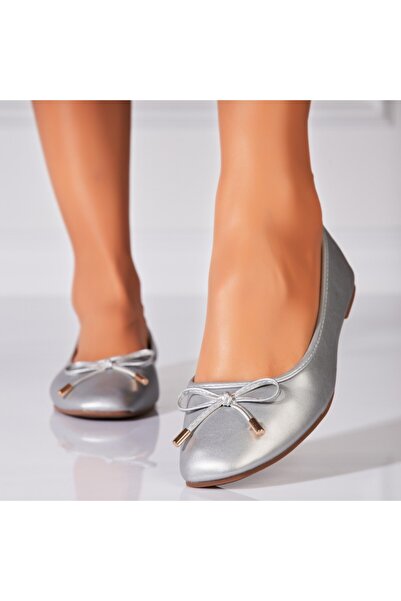 Joana Γυναικείες Μπαλαρίνες από Οικολογικό Δέρμα Ασημί Yazan