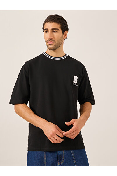 Styli Varsity Towel Embroidered Pique Knit Regular Fit T-Shirt