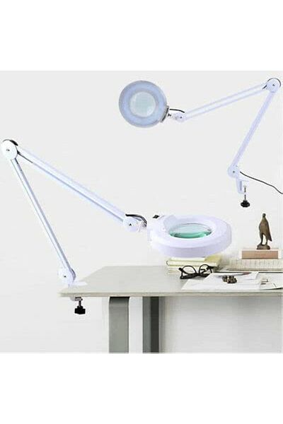 LA PERLA TECH Magnifying Lamp with Clamp - Diopter - White 5X Desk Magnifier Lamp, Adjustable Swivel & Swing Arm