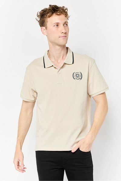 PAUL FRANK Men Regular Fit Graphic Print Short Sleeves Polo Shirt , Beige