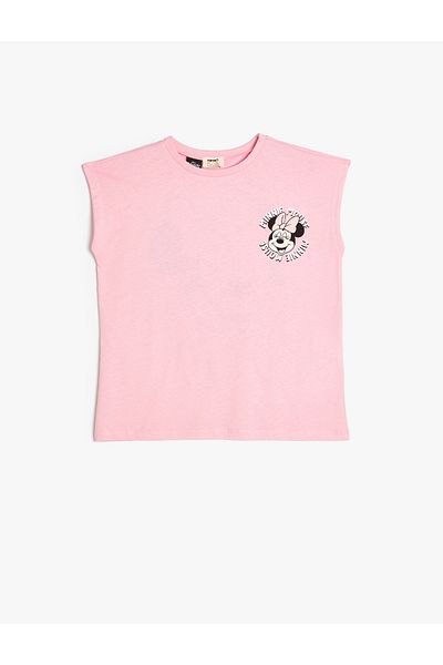 Koton Βαμβακερό κοντομάνικο T-shirt με άδεια Minnie Mouse - Crew Neck