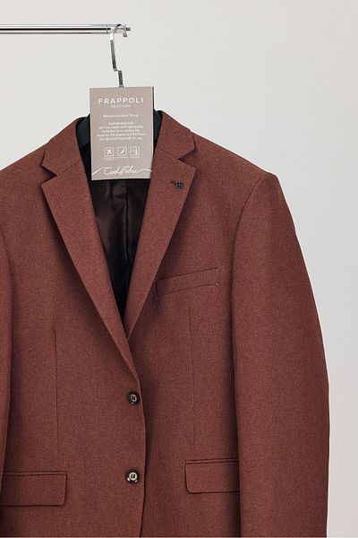 Frappoli Picardi Men's Dark Mink Textured Fabric Mono Collar Slim Fit Sports Blazer Jacket (Large Size-Oversize)