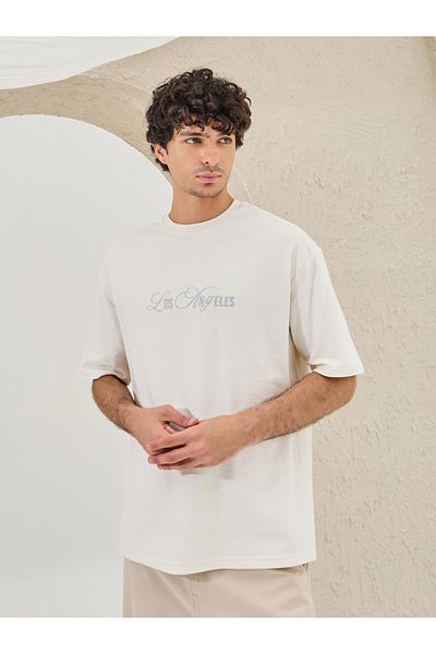 Styli Slogan Embroidered Dropped Shoulder Oversized T-Shirt