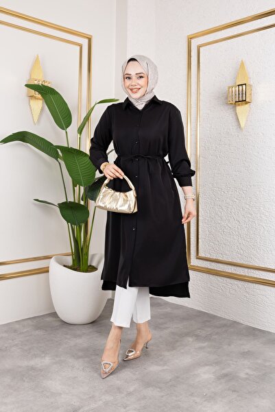 Foremia Slit Long Tunic-Black