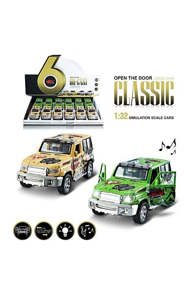 STEM 1:32 Graffiti Toyota Jeep alloy pull-back door opener with light music (Assorted Colors)