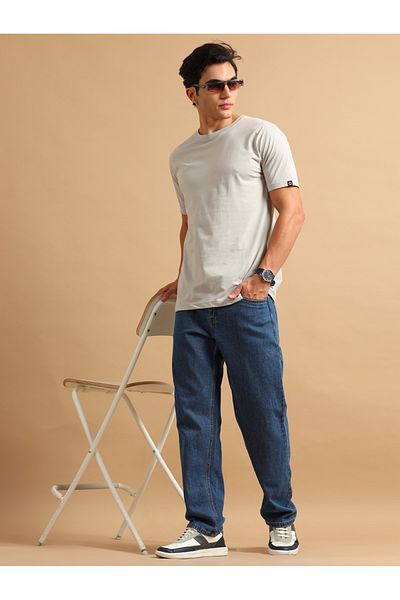 Bushirt By Styli Solid Round Neck Short Sleeve T-Shirt
