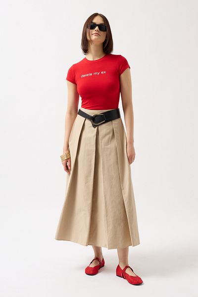 Black Fashion Tricou roșu din Lycra cu imprimeu Delete My Ex