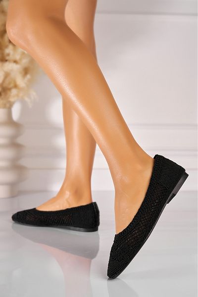 Joana Women's Black Textile Ballerinas Harlene