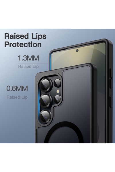 m.tk moveteck Samsung Galaxy S25 Ultra Kılıf Mat Magsafe Şarj Özellikli Yumuşak Kenarlı + Ekran Koruyucu Cam Set