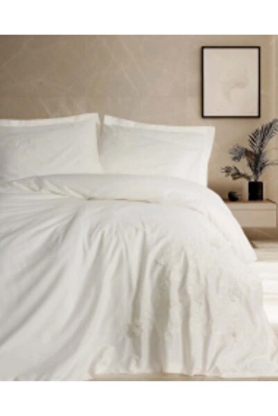 Ethab Ticaret 3D Embroidered Double Satin Nev Set Chic Ecru