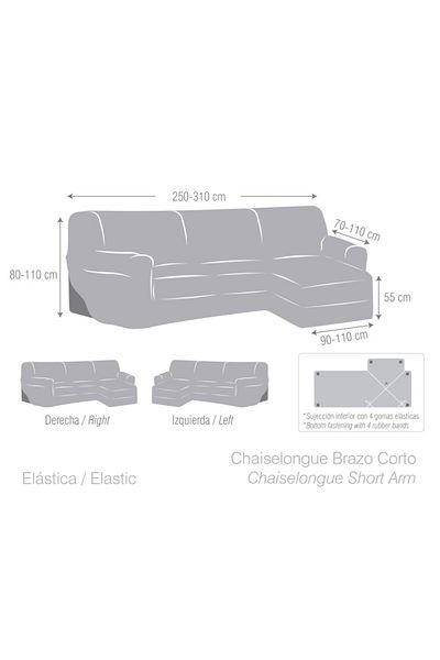 EYSA CONFECTIONES Jacquard left corner elastic cover, short arm, Iria, C/16 Grey